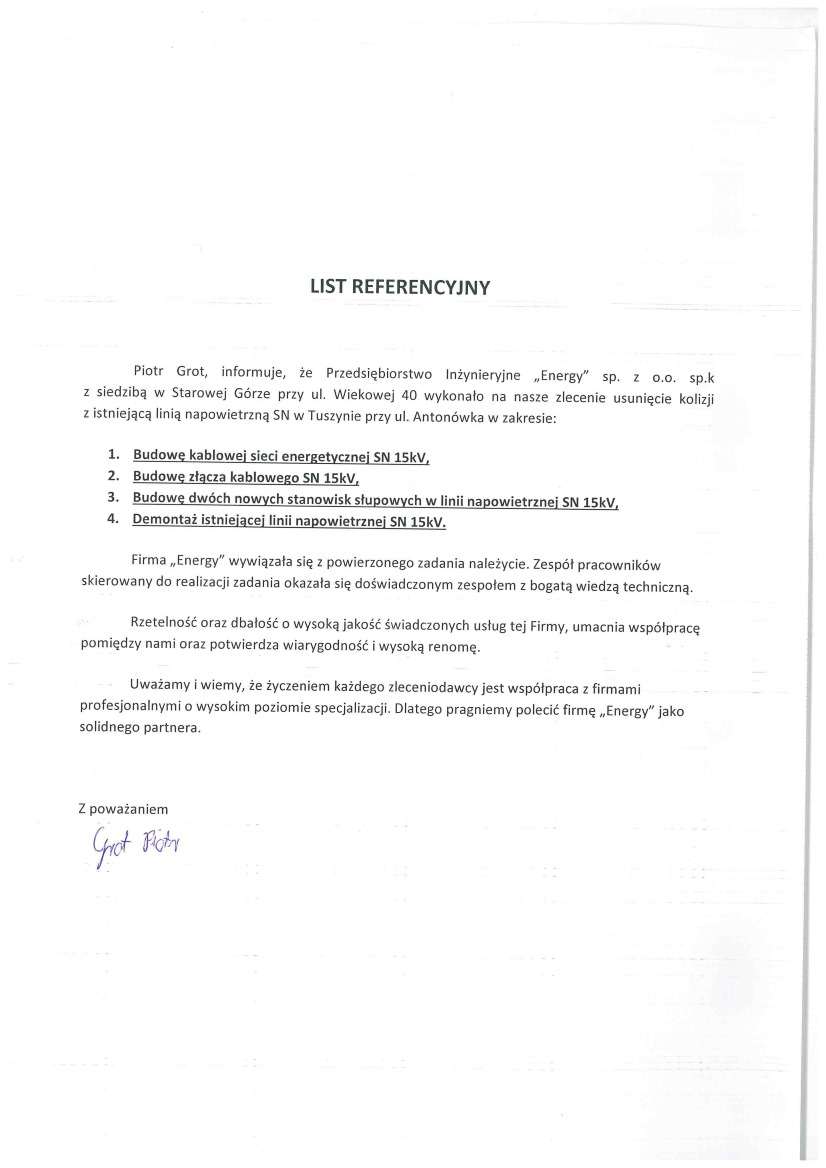 List referencyjny — wystawca niepodany w dokumencie